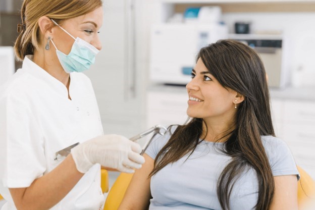 patient at dental implant consultation